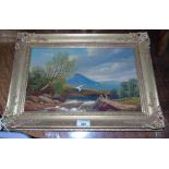 An Oil on Board by George Harris; rural landscape, framed.