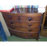 A 19th Century Mahogany Bow Front Chest of Drawers; with two short and three long drawers, 103cm