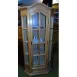 A Good Modern Pine Glazed Corner Cupboard; with fully glazed door.