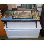 A White Blanket Box & Contents, a Retro Coffee Table with Venetian Scene to the Top, along with a