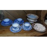 A Quantity of Blue and White Cups Saucers and Plates, Noritake and Wood & Sons and some dessert