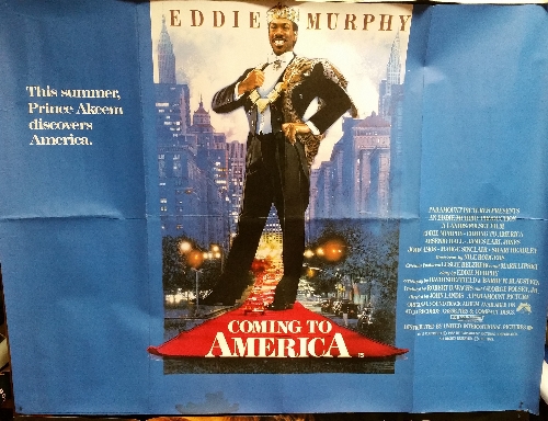 Coming To America Movie Poster, starring Eddie Murphy and James Earl Jones, 1988.