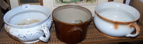 Vintage Po's, a Large Basin & Pot (a/f).