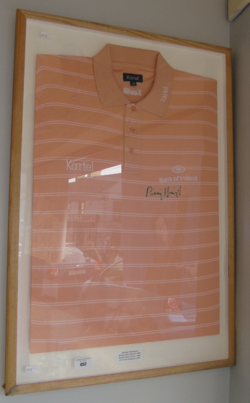 A Framed & Glazed Padraig Harrington T-Shirt.