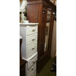 An Edwardian Single Door Wardrobe along with a William IV Hall Chair and a Pair of White Bedside