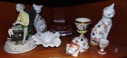 Ceramics to Include Cats in Royal Crown Derby Style (one a/f).