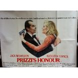 Prizzi's Honour Movie Poster, starring Jack Nicholson, Kathleen Turner and Angelica Huston, 1985.