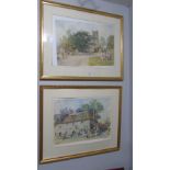 A Very Good Pair of Signed Prints by Dick Sturgeon, depicting village scenes.