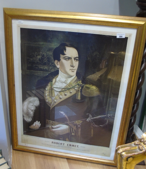 A Large Framed Print Depicting Robert Emmet, mounted in a moulded gilt frame.