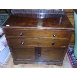 A Very Nice Late 19th Century Mahogany Side Cabinet; with ebony and ivory knobs, twin drawers over