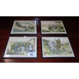 Four Small Coloured Prints/Placemats after Alken Depicting Hunting Scenes..