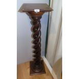 A Very Good Mahogany Plant Stand having an Open Twist Column and a Square Top.