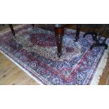 An Ivory Ground Kashmir Carpet - Medallion Design. 380 x 280.