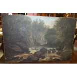 A Good 19th Century Oil on Canvas Depicting a River Scene, unframed.