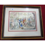 A Framed and Glazed Colour Print after James Gillray, Titled 'News from Calabria! Capture of