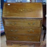 An Inlaid Edwardian Mahogany Bureau; with Satinwood Banding musical instrument and trailing floral