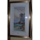 An Early 20th Century Watercolour by W H Earp of a coastal scene. 10 x 21ins.