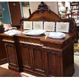 A 19th Century Mahogany Sideboard with gallery back, centre frieze drawer over two cupboard doors