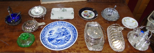 Eight Pieces of Silver-Plate & Four Plates/Saucers.