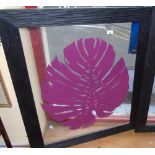 A Large 'Jardin de Pamplemousse'  Leaf Picture; in an oak frame.