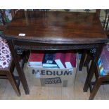 A Beautiful Early 20th Century Mahogany Fold Over Card Table with Blind Fretwork Detail, Circa