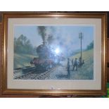 A Large Coloured Railway Print after Don Breckon -  'Sunday Working'.