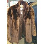A Vintage Faux Fur Jacket with Label, 'Mocklers of Wicklow St, Dublin, Cork....'.