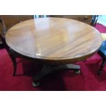 A Victorian Mahogany Tilt Top Breakfast Table; the circular top 121cm diameter, on tapering