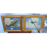 Five Aviation Prints after Charles Hubbell; each 24cm x 29cm, uniformly framed.