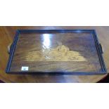 An Edwardian Mahogany & Marquetry Inlaid Tray.