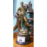 A French Gilt Bronze Figure of Mercury; on oval base and wood stand, overall 7¼in (18.5cm) high.