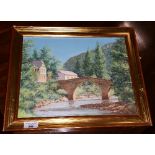 An Oil on Board, Titled 'Pont de Romains Conques', signed 'L.G Holland'. 27 x 35cm.