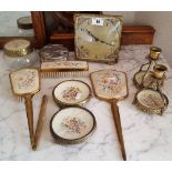 A Mid 20th Century Eleven-Piece Dressing Table Set, to include brushes, mirrors, a candle holders, a