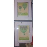 Two Signed Limited Edition Coloured Ballooning Prints 'Current Affairs' and 'Hot Air'; with