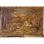 A Large Embroidered Wall Hanging of a Hunting Scene.