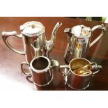 A Four Piece Quality Hotel Coffee Service, the sugar bowl with tongs. 1930's. (5).