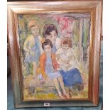 Ronald Ossary Dunlop (Ireland 1894-1973) Oil on Canvas. Family Portrait. Inscribed verso 'My first