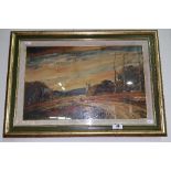 An Oil on Board by Georg Elliott, signed l.r., titled verso Long Road Home, f & g, 27.5 x 44cm.