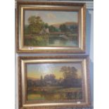 A Pair of 19th Century Oil on Canvas of River Scenes; signed Allam LR in gilt frames.