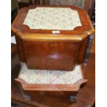 A Mahogany Step Commode; with tapestry insertions, lacking pot.