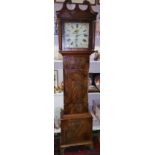 An Early 19th Century Mahogany and Crossbanded Longcase Clock; the painted square dial having date