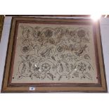 A Framed and Glazed Embroidered Panel Depicting Birds and Foliage, 59cm X 47cm.