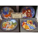 A Set of Four Colourful Limited Edition Collectors Plates by Russell Barrer in the 'Romantic