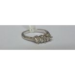 A 9ct Three Stone Diamond Ring, approximately .5 carat diamond weight.