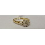 A Gold Diamond Cluster Ring.