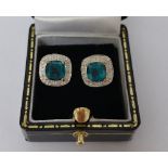 A Pair of 9ct Diamond and Gem Earrings.