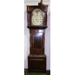 A William Born Mahogany Longcase Clock; having a moon phase dial with painted decoration, dated