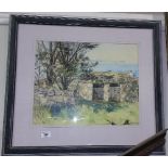 A Framed and Glazed Colour Print Depicting a Stable in the Countryside, signed lower right.