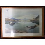 After W. Heaton Cooper, a Coloured Print of a Lakeland and Mountainous Landscape.