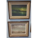 A Pair of Oils on Canvas by George McConkey (Irish, 20/21st Century). Howth Harbour & a Trawler at